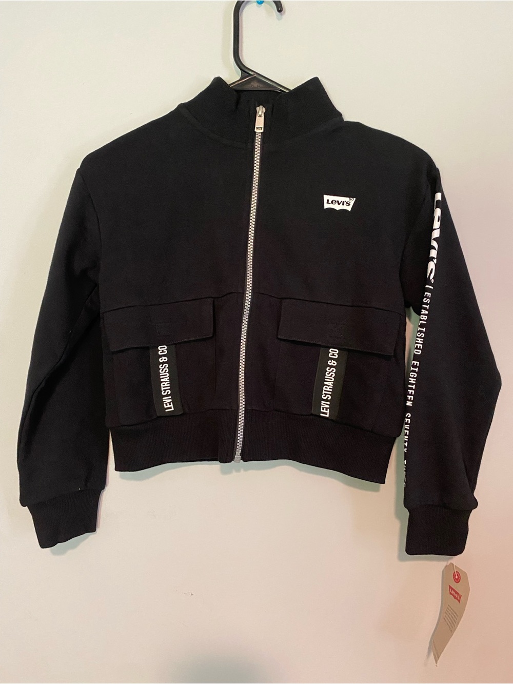 NWT Levi’s Girls Black Full Zip Mock Neck Track Jacket / Sweatshirt